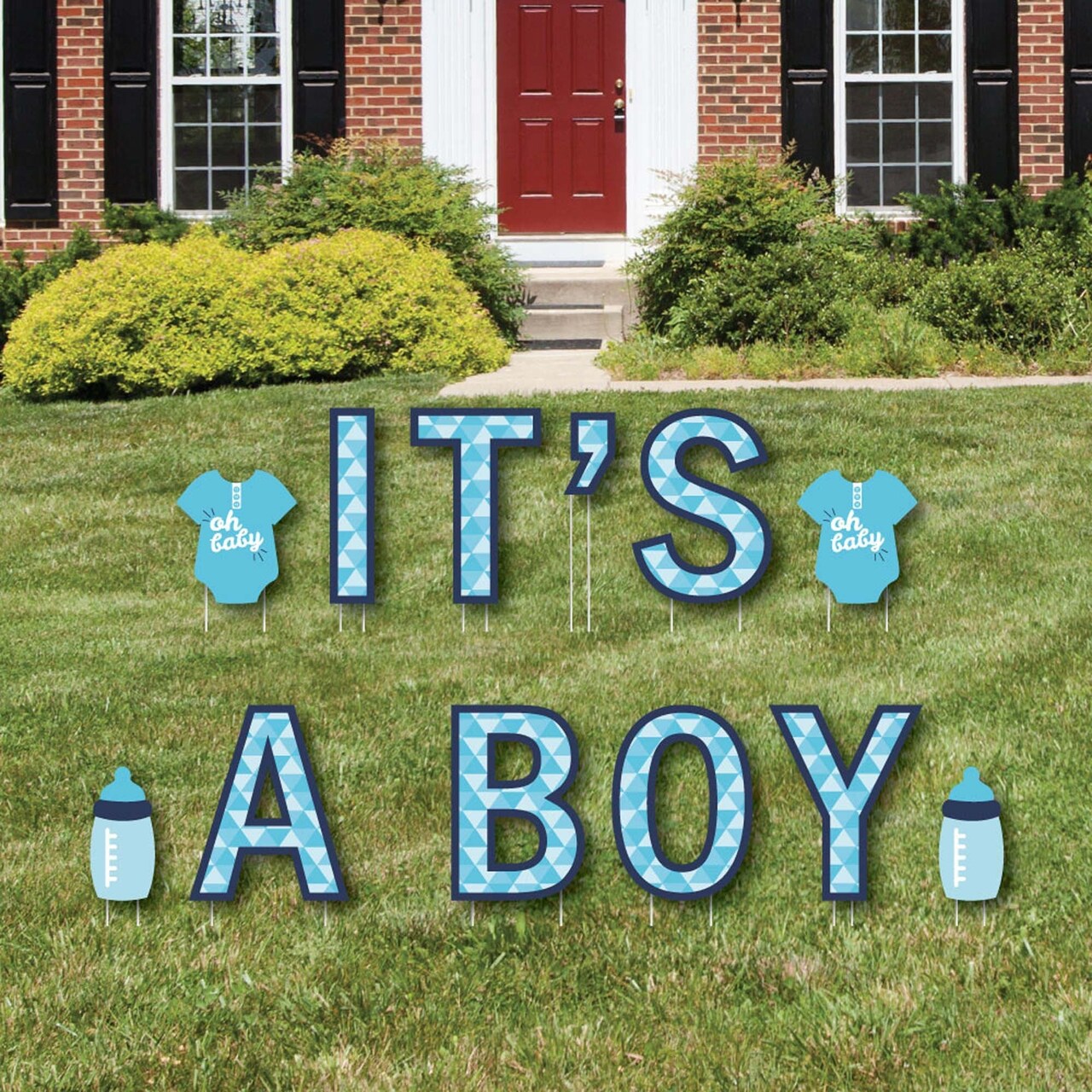 Big Dot of Happiness It's A Boy - Yard Sign Outdoor Lawn Decorations - Boy Baby Shower and Baby Announcement Yard Signs